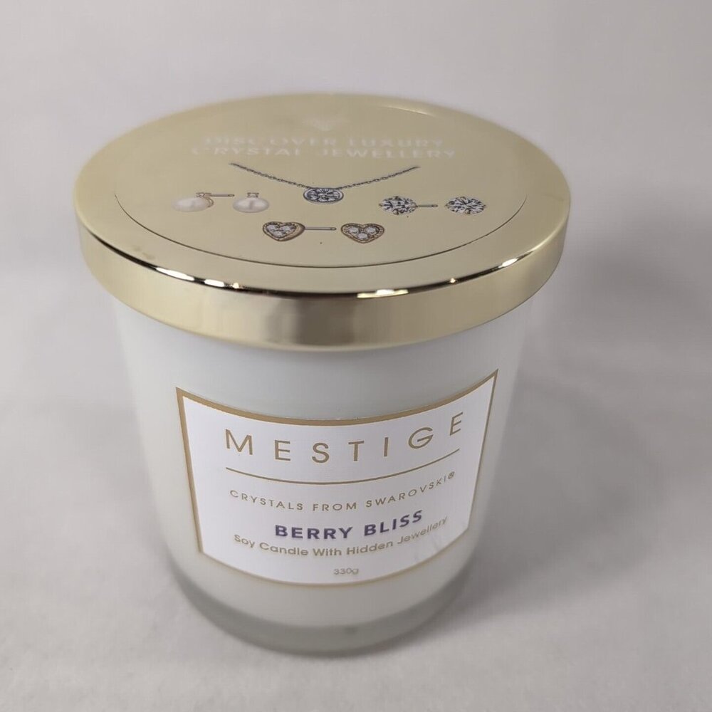Mestige Berry Bliss Swarovski Hidden Crystal Jewelry Soy Candle 2 Wick 330g Jar